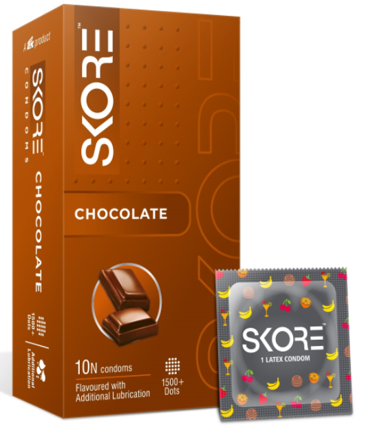 Skore Chocolate Dotted Condoms - 10 Packs