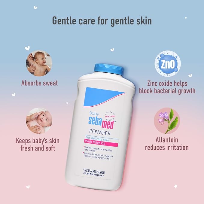 Sebamed Baby Powder, Olive Oil, Allantoin - Pack of 200 gm gallery image 4