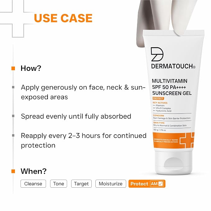 Dermatouch Multivitamin SPF 50 PA++++ Sunscreen Gel - Pack of 50g gallery image 2