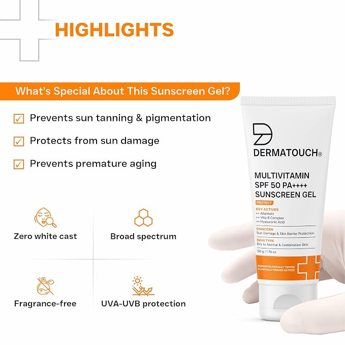 Dermatouch Multivitamin SPF 50 PA++++ Sunscreen Gel - Pack of 50g gallery image 3