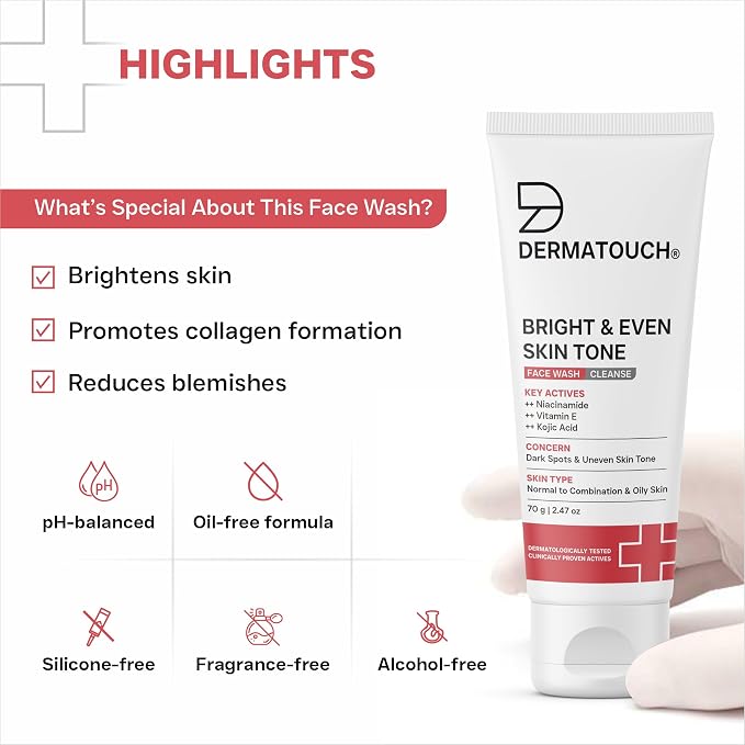 Dermatouch Bright & Even Tone Face Wash - Pack of 70g gallery image 2