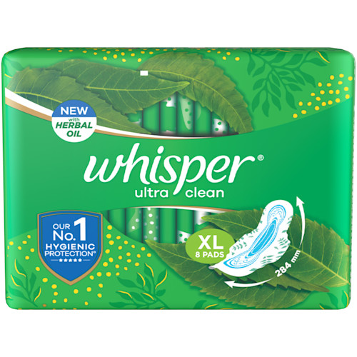Whisper Ultra Clean Sanitary Pads XL Plus 30 Pieces
